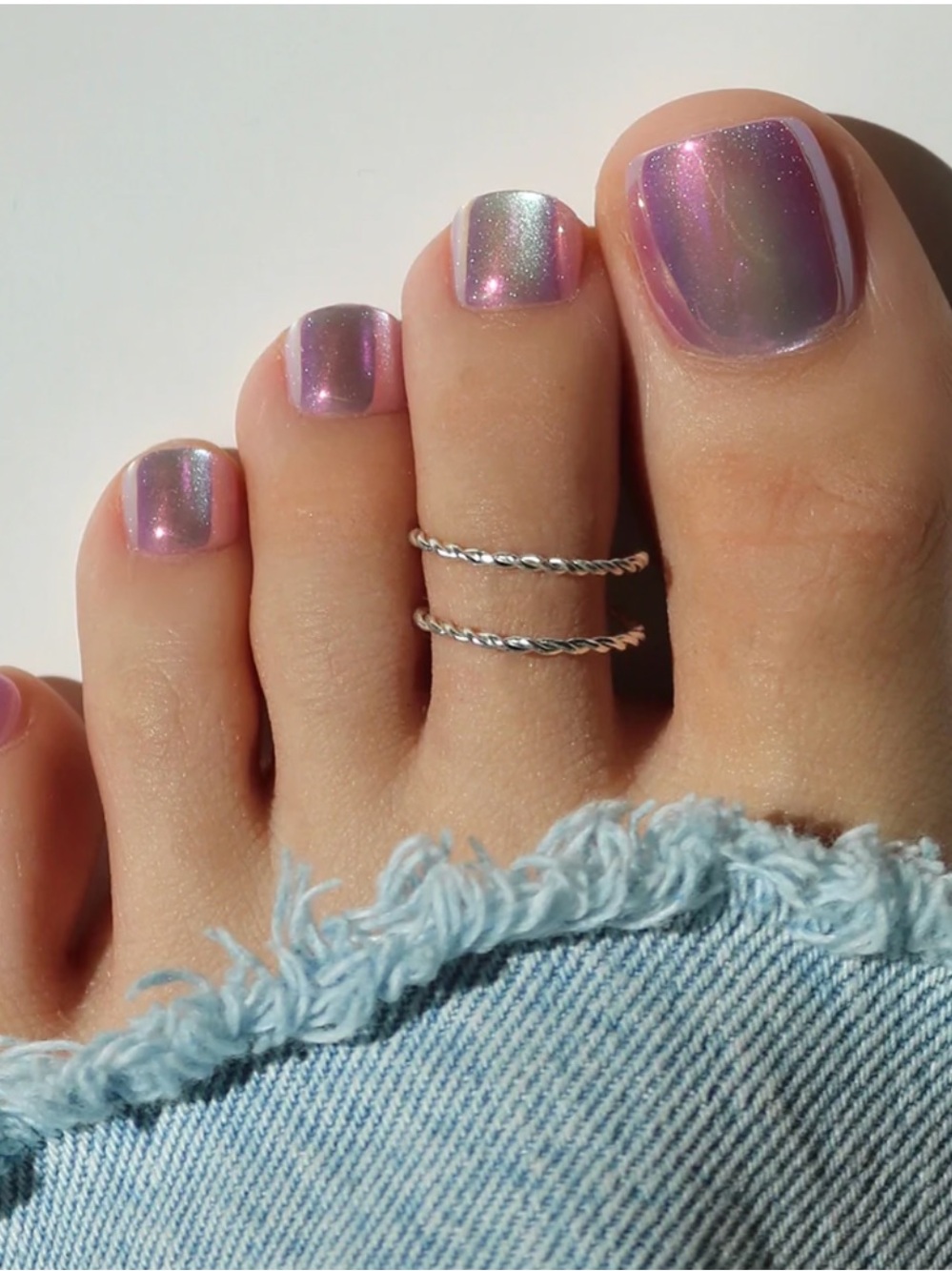 mermaind pearly purple under the sea Glamnetic Press On toe Nails NIB